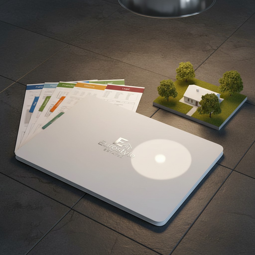 A white and silver merchandise display, featuring a range of products, including planners and organizers, possibly desks a...